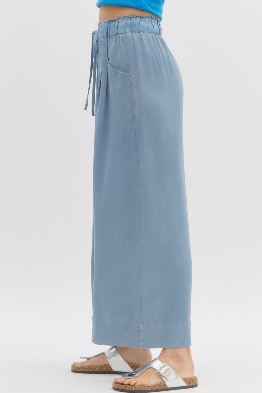 Entro High Waist Pintuck Denim Pants