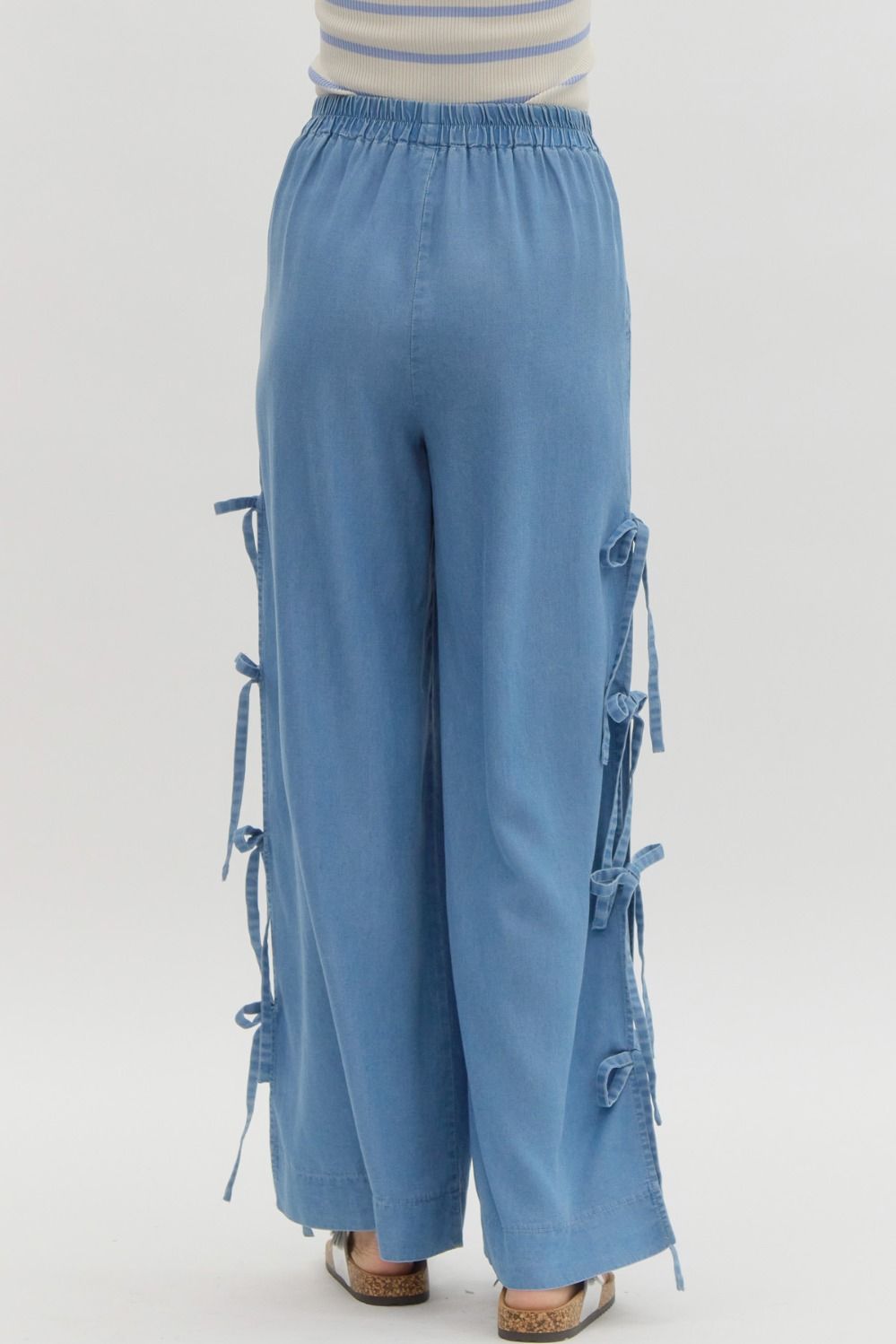 Entro Bow Detail Wide Leg Tencel Pants