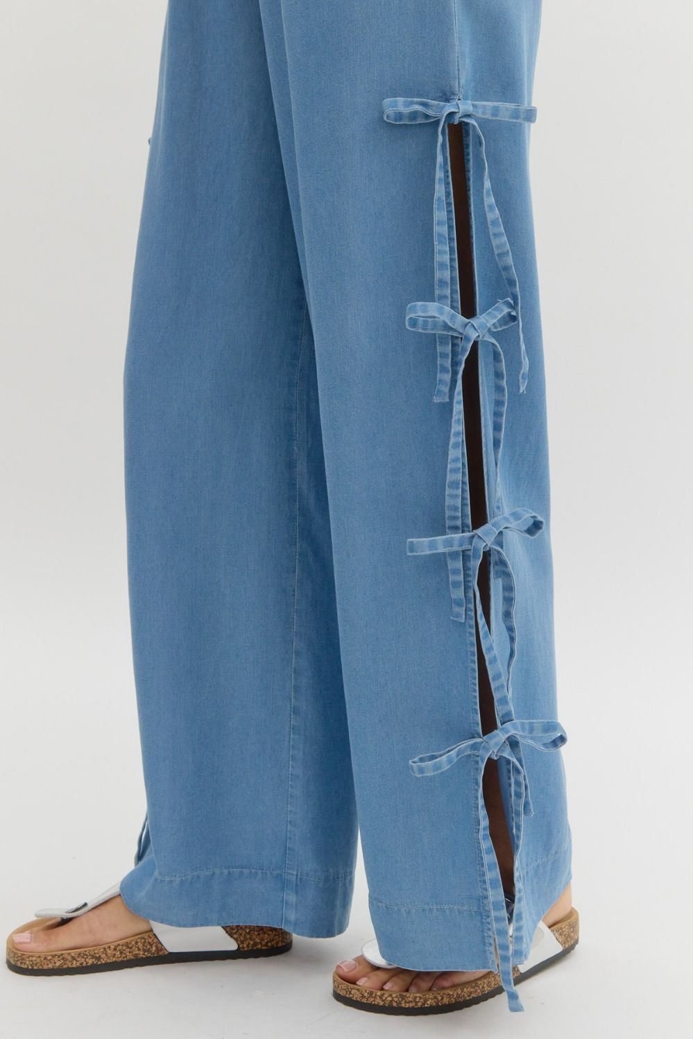 Entro Bow Detail Wide Leg Tencel Pants