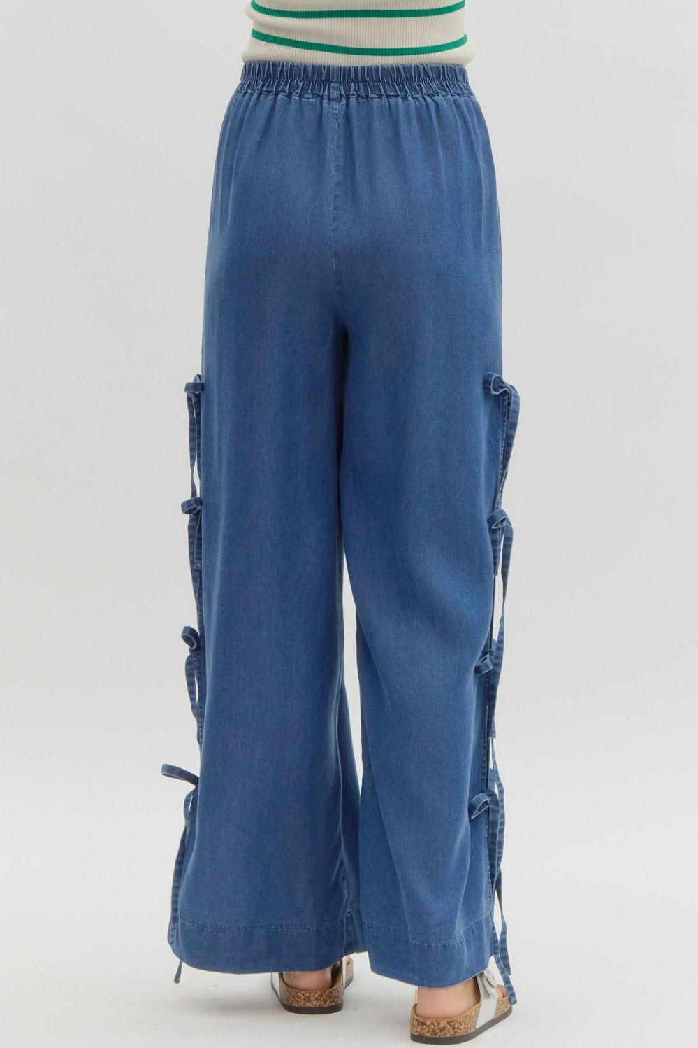 Entro Bow Detail Wide Leg Tencel Pants