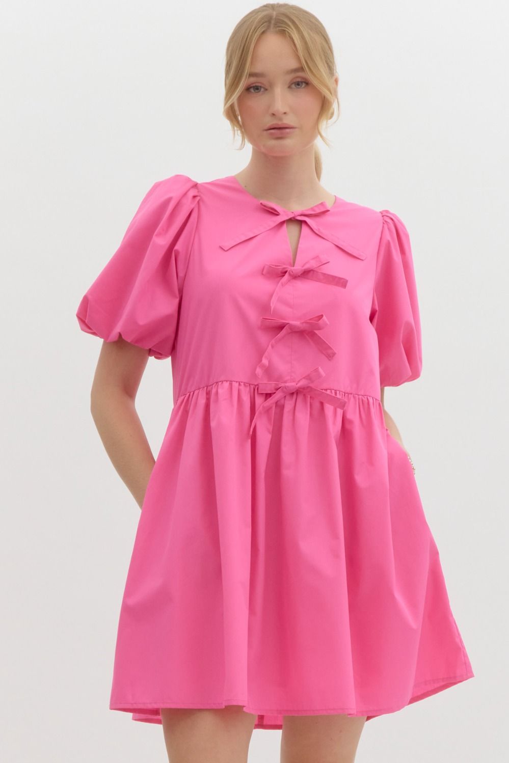 Entro Bubble Sleeve Short Dress