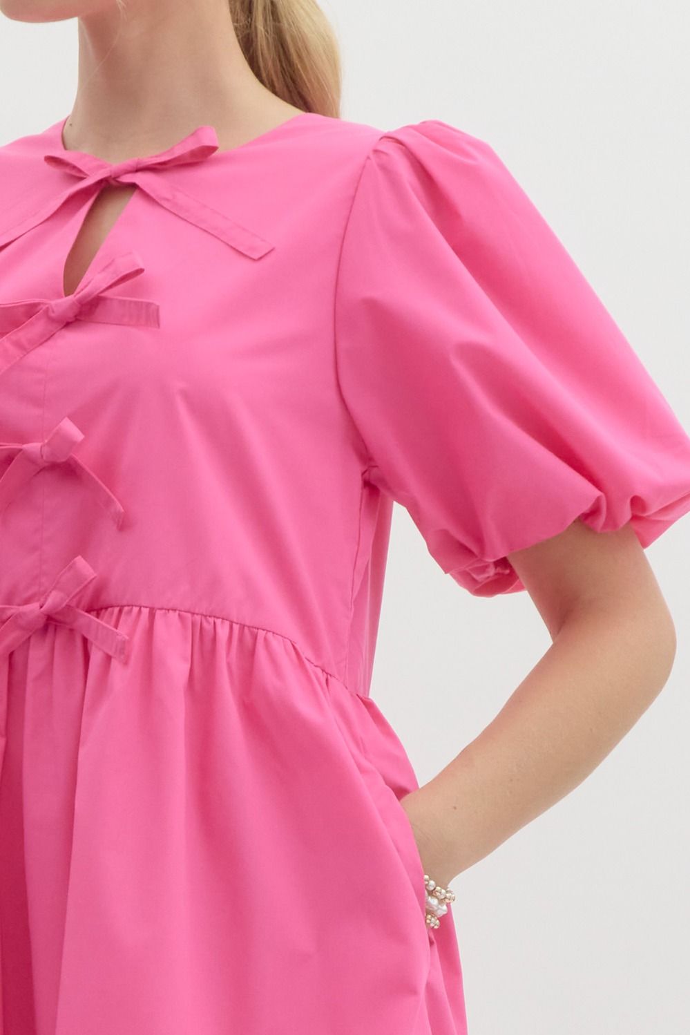 Entro Bubble Sleeve Short Dress
