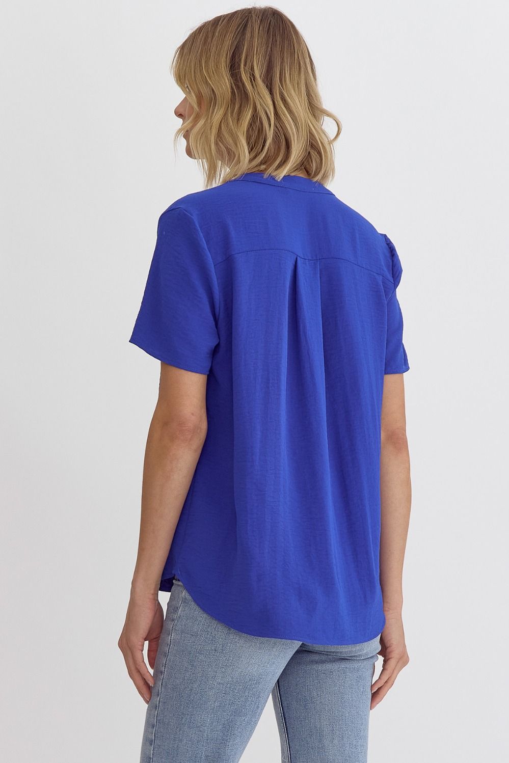 Entro Solid V-Neck Placket Top