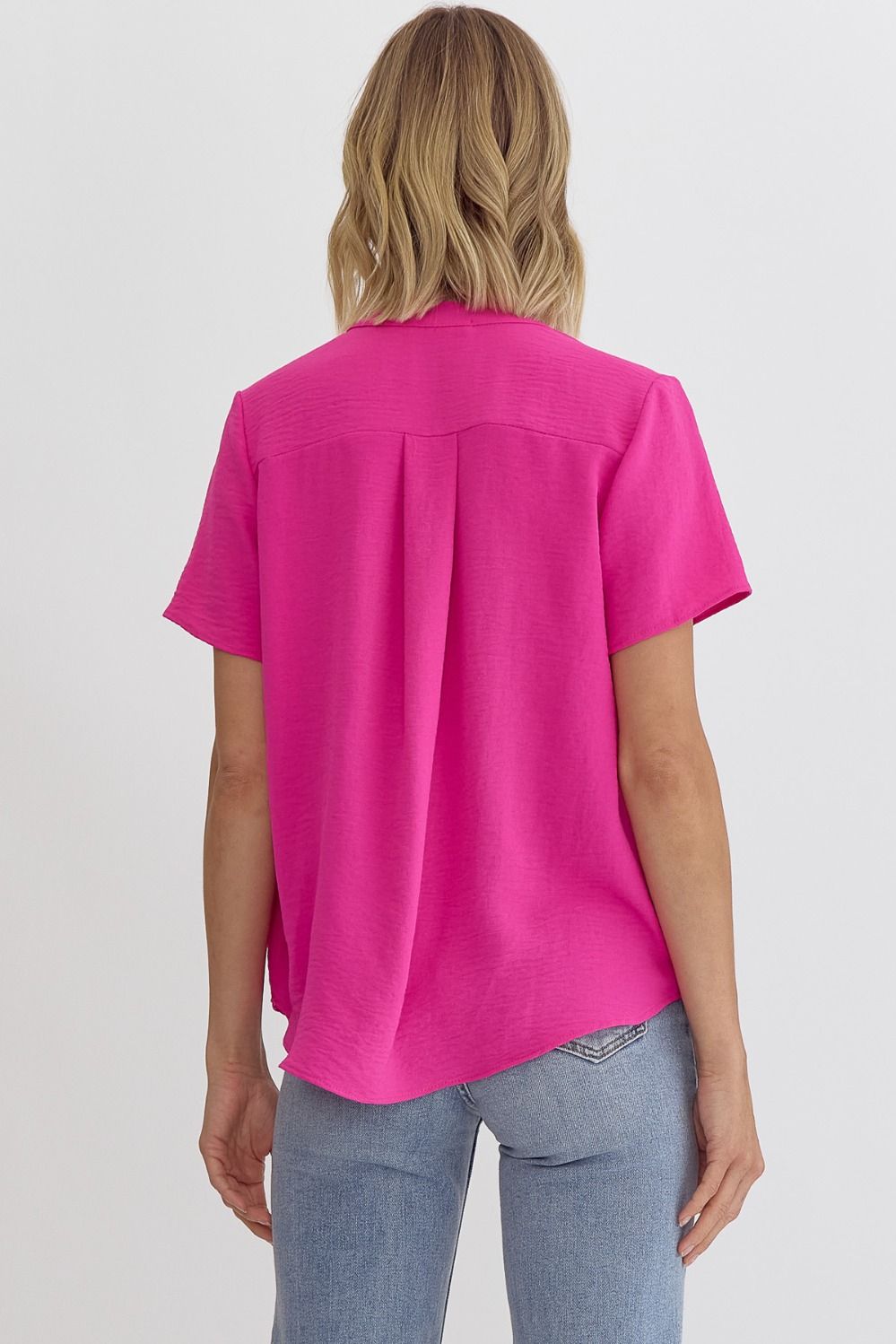 Entro Solid V-Neck Placket Top