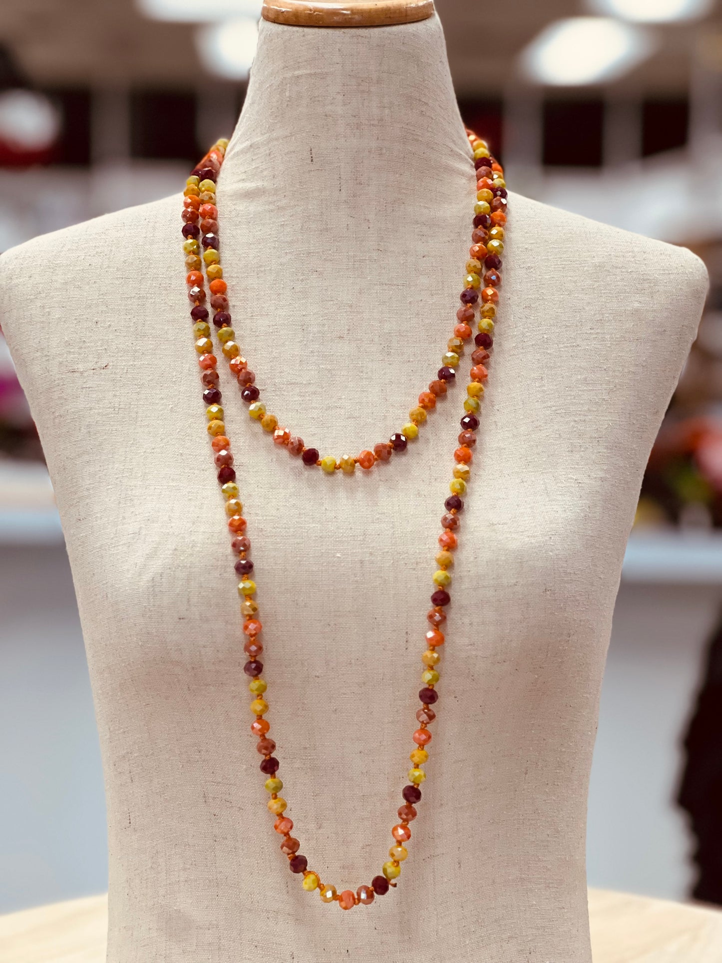 Crystal Bead Long Necklace