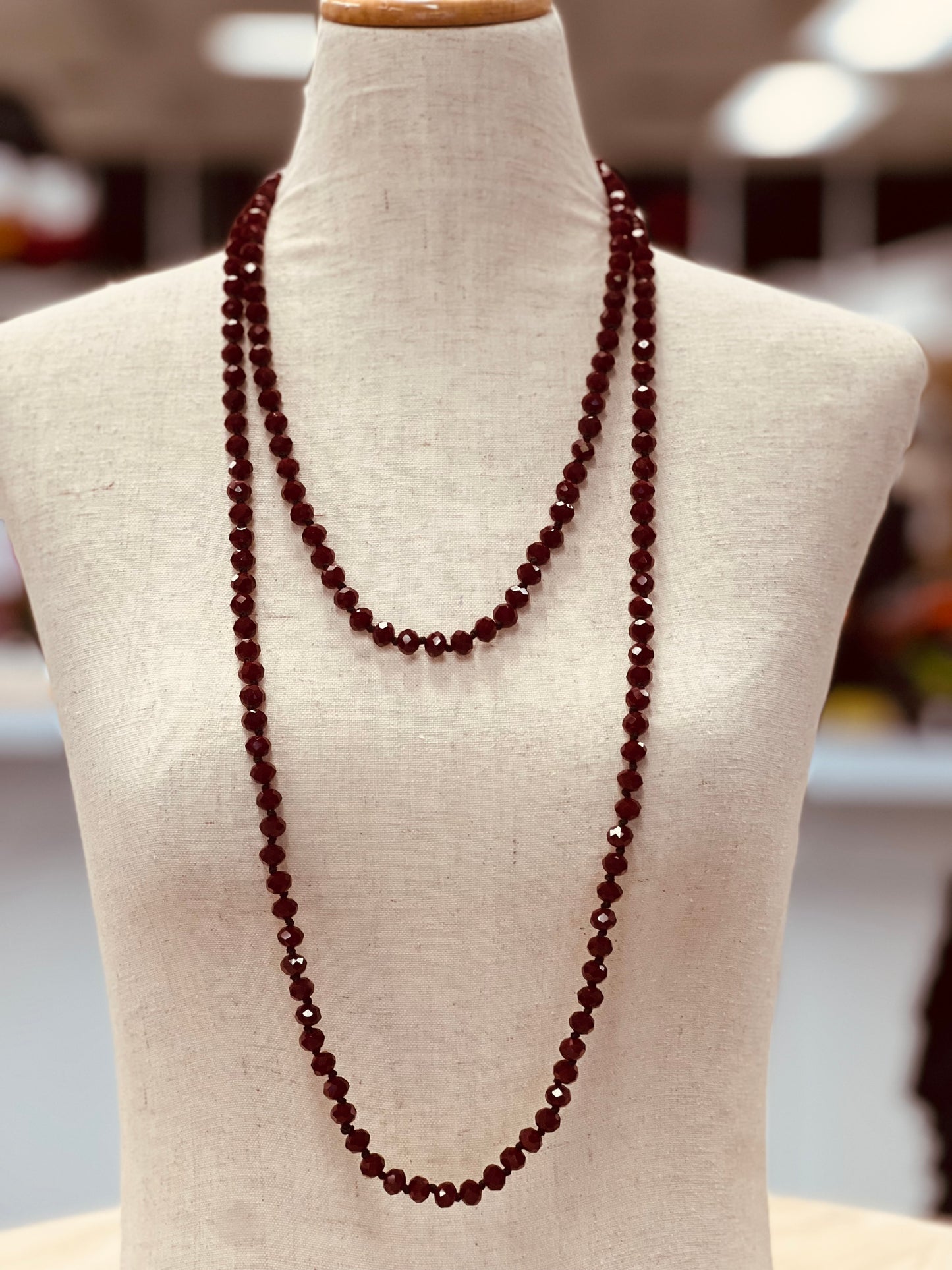 Crystal Bead Long Necklace