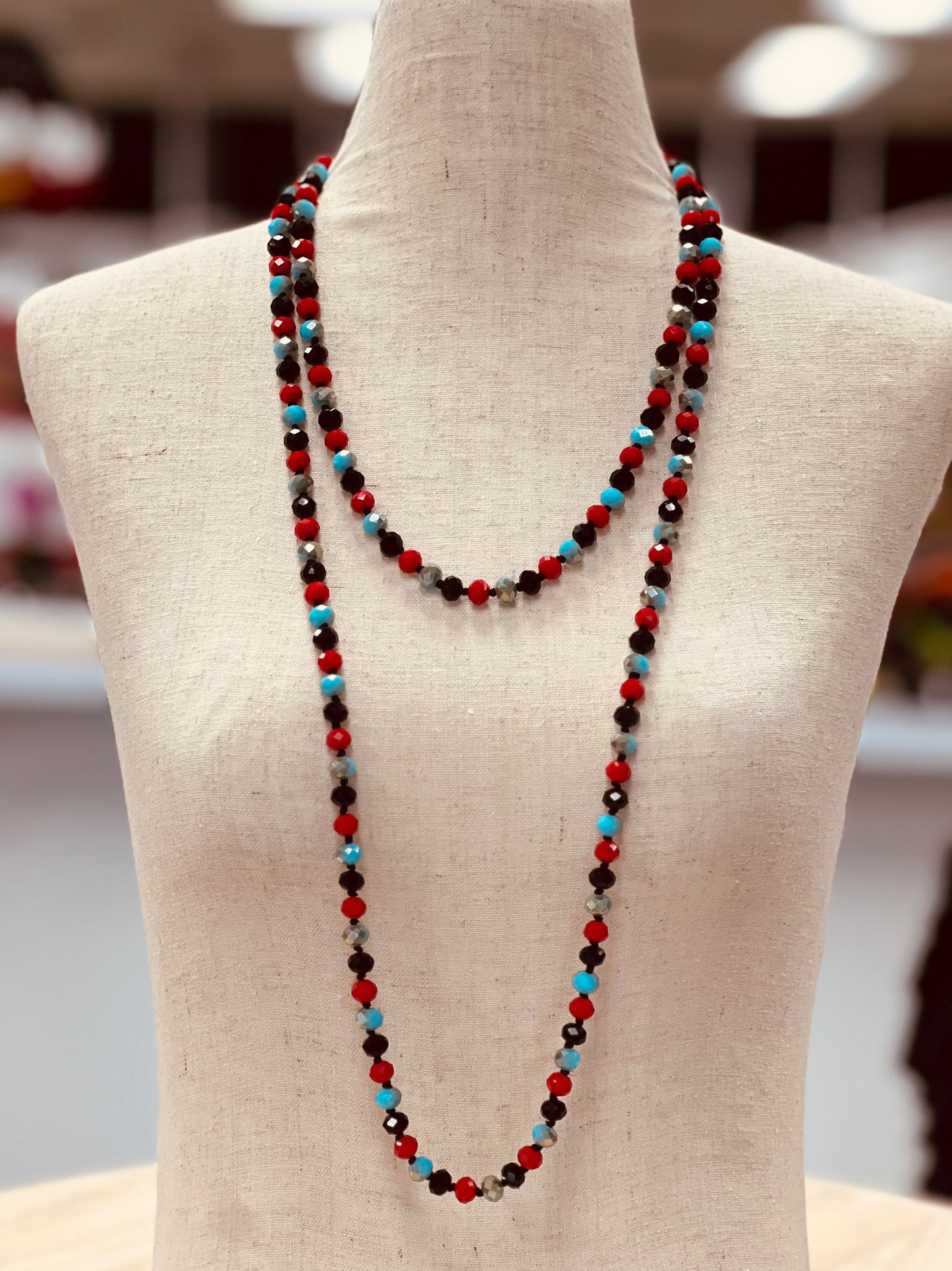 Crystal Bead Long Necklace