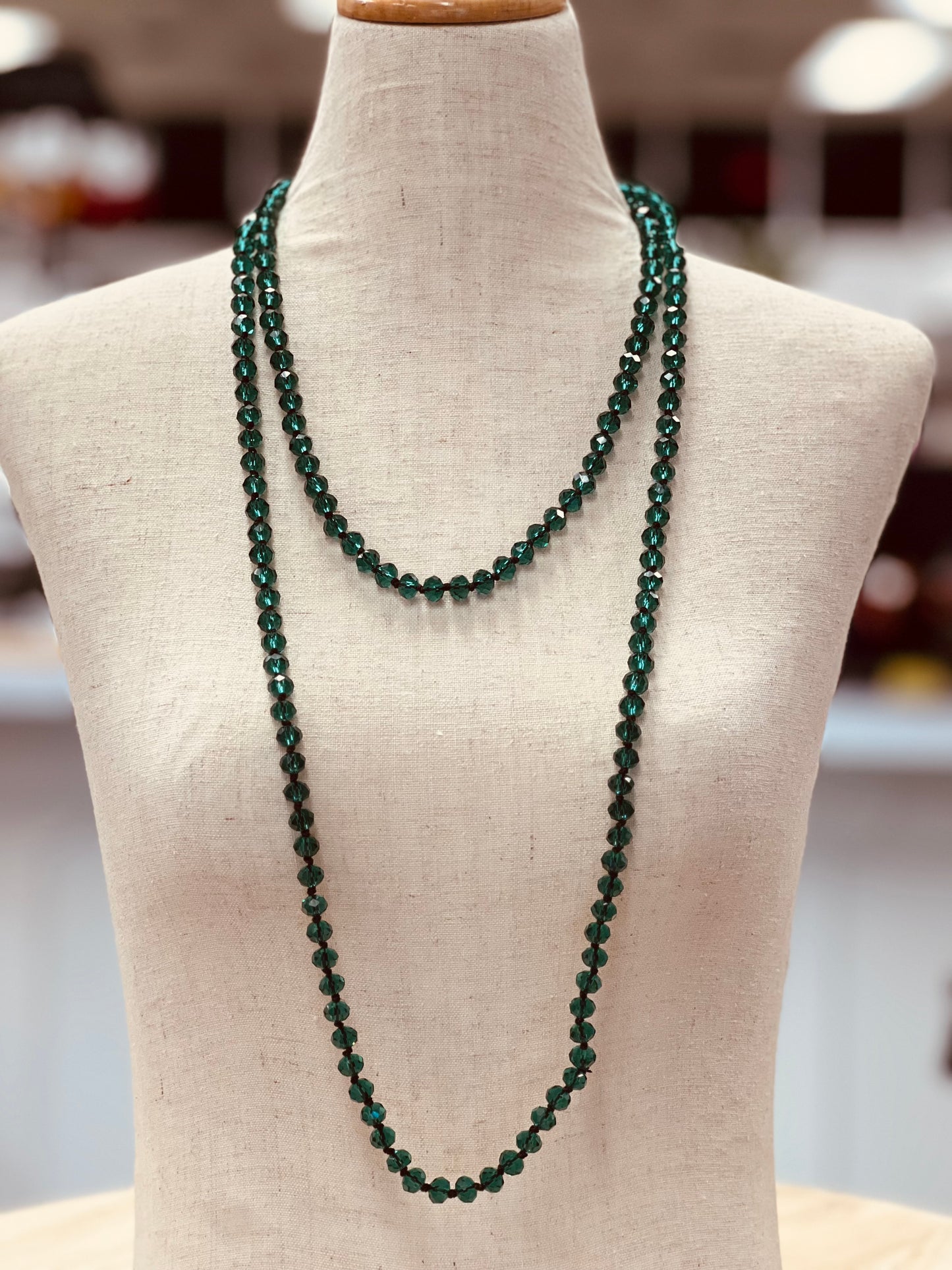 Crystal Bead Long Necklace