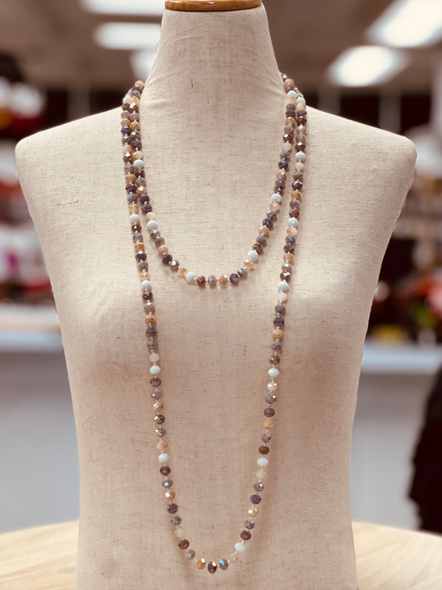 Crystal Bead Long Necklace