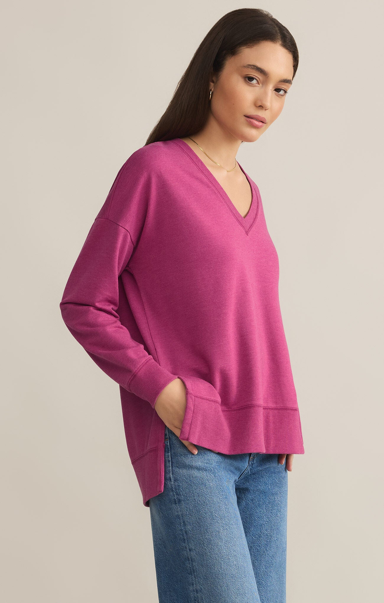 Z Supply New Fall Modern V-Neck Weekender Long Sleeve Top