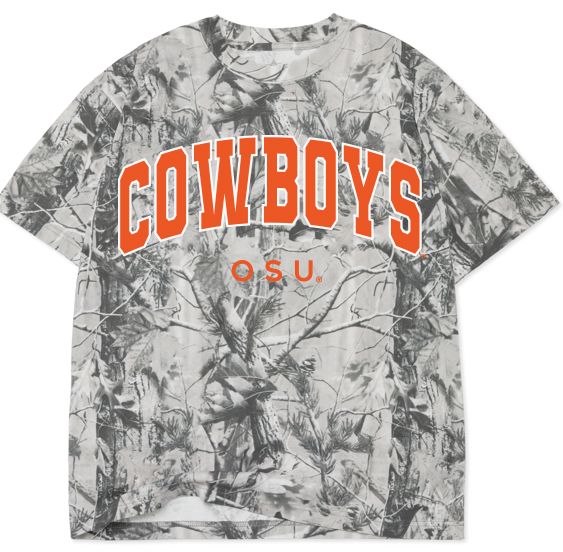 OSU Cowboys Filled Gault Black/White Camouflage Graphic Tee by LivyLu