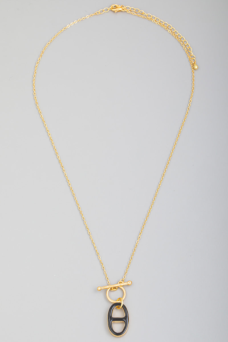 Toggle Chain Oval Mariner Charm Necklace