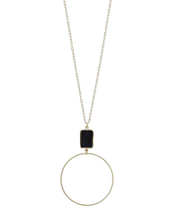 Square Stone Long Necklace