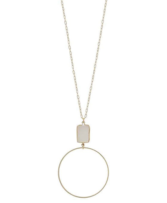 Square Stone Long Necklace