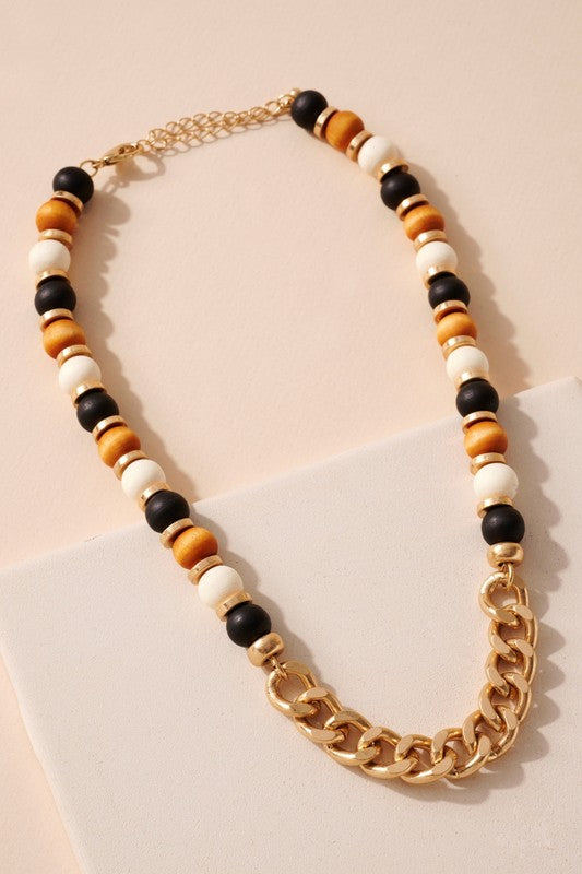 Wood Bead Chain Necklace