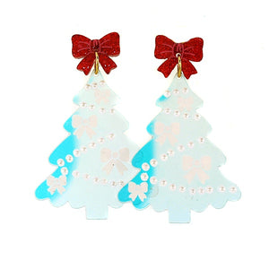 Irridescent Acrylic Christmas Tree Earrings