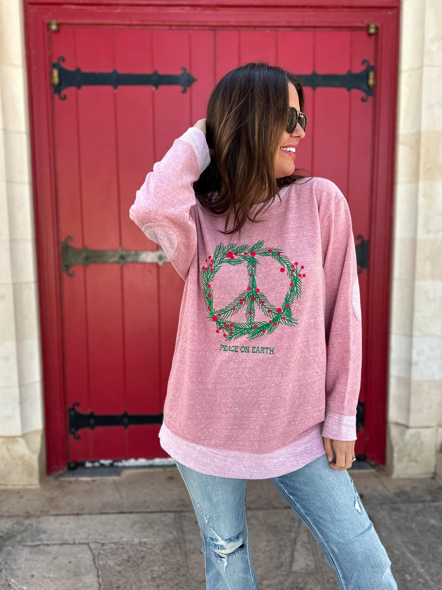 Peace Wreath French Terry Graphic Sweatshirt