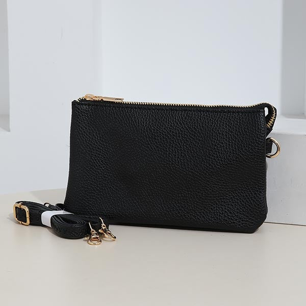 Solid Pleather Crossbody Wristlet