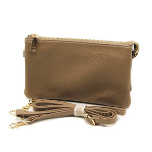 Solid Pleather Crossbody Wristlet