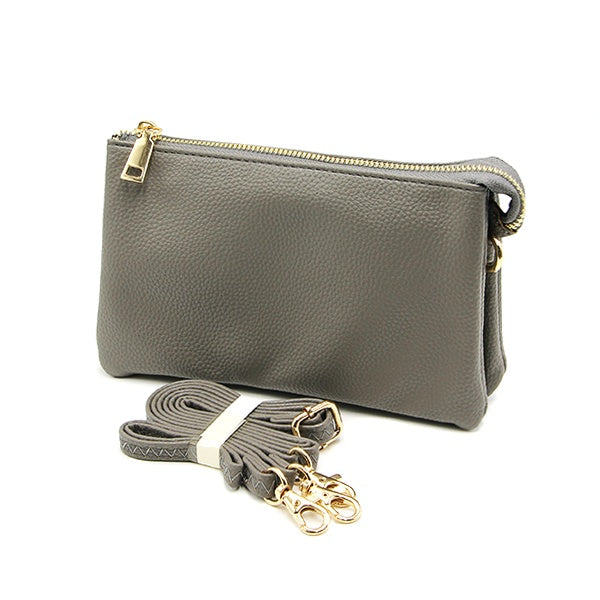 Solid Pleather Crossbody Wristlet