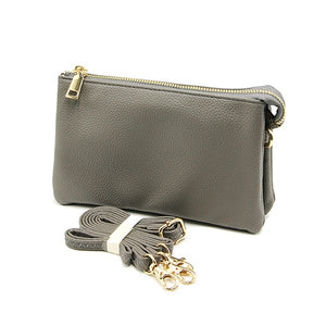 Solid Pleather Crossbody Wristlet