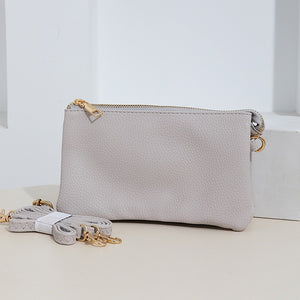 Solid Pleather Crossbody Wristlet