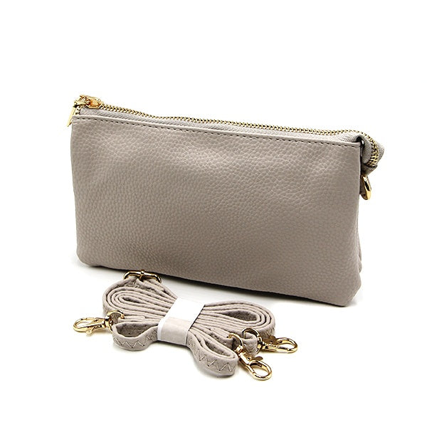 Solid Pleather Crossbody Wristlet