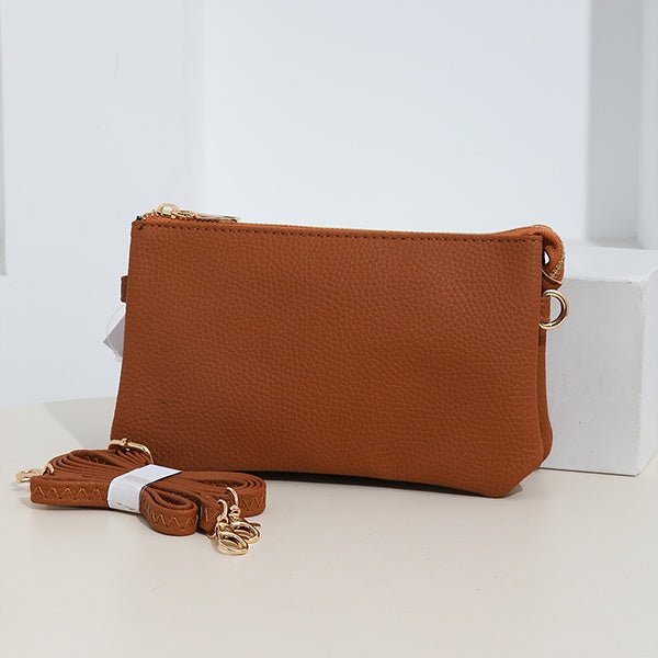 Solid Pleather Crossbody Wristlet