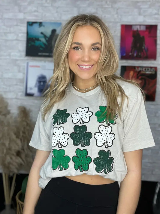 Multi Clover V-Neck Graphic Tee