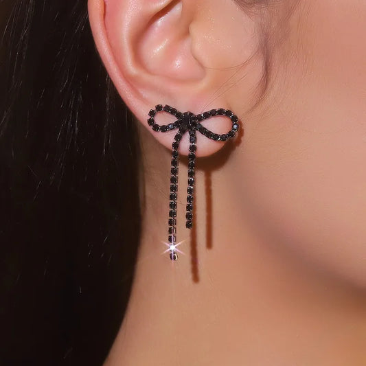 Rhinestone Bow Earrings