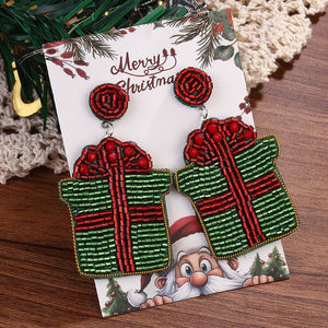 Christmas Present Seed Bead Earrings