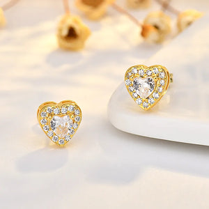 Rhinestone Heart Stud Earrings