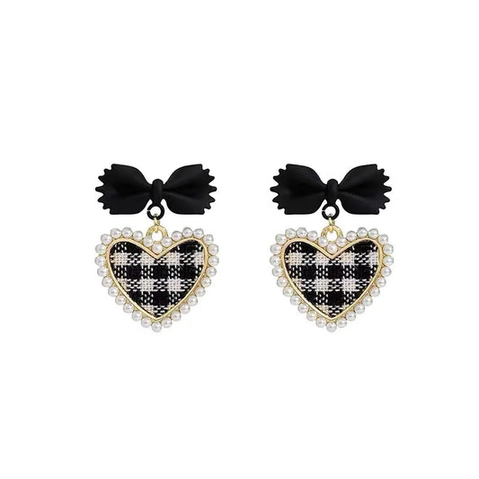Gingham Heart Earrings