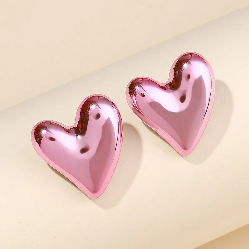 Metallic Heart Stud Earrings