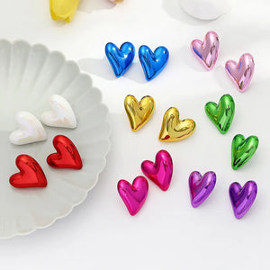 Metallic Heart Stud Earrings