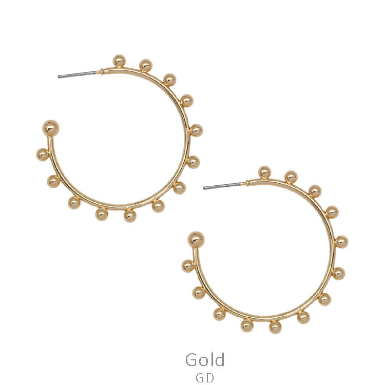 Gold Metal Ball Hoop Earrings
