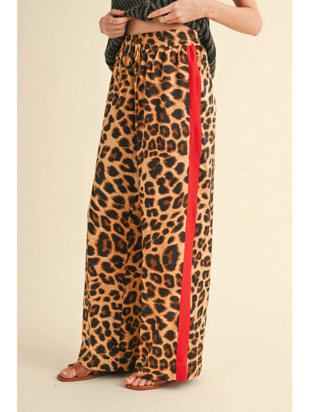 True Red Stripe Leopard Pants