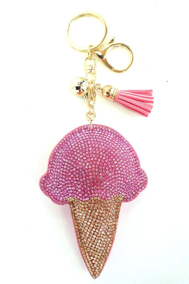 Puff Rhinestone Keychain