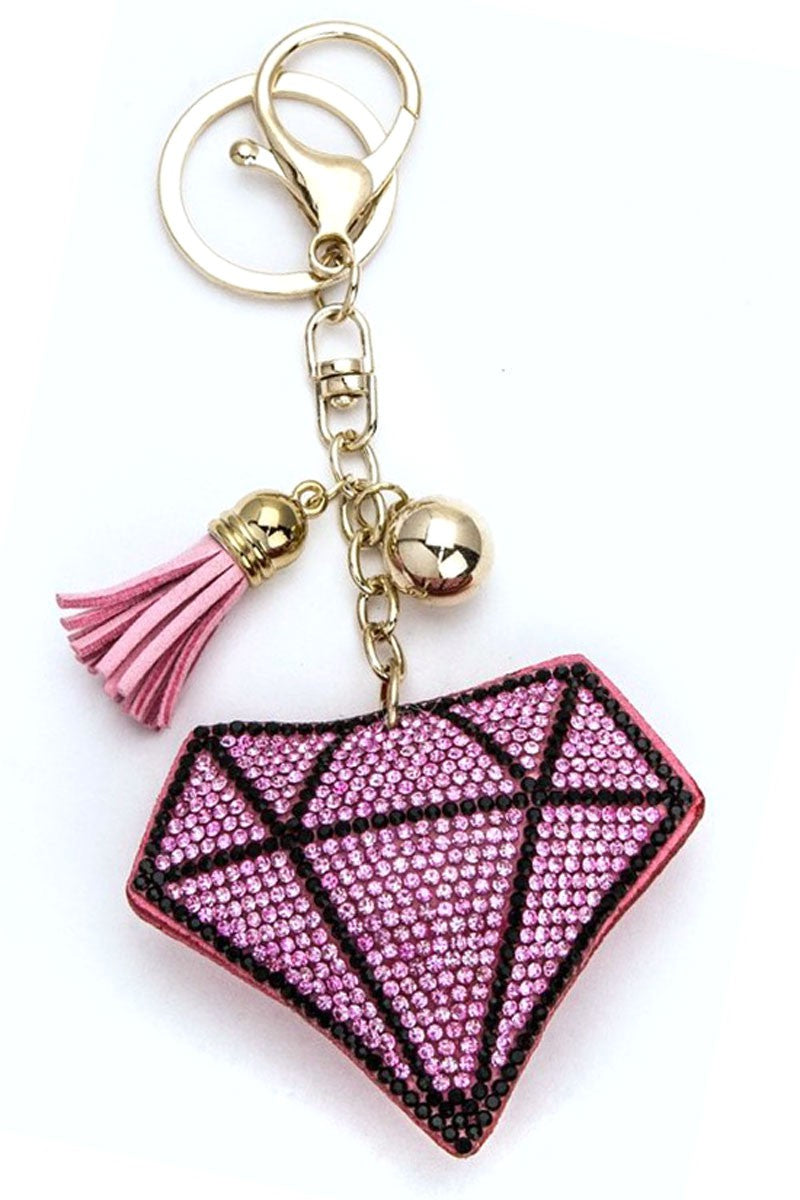 Puff Rhinestone Keychain