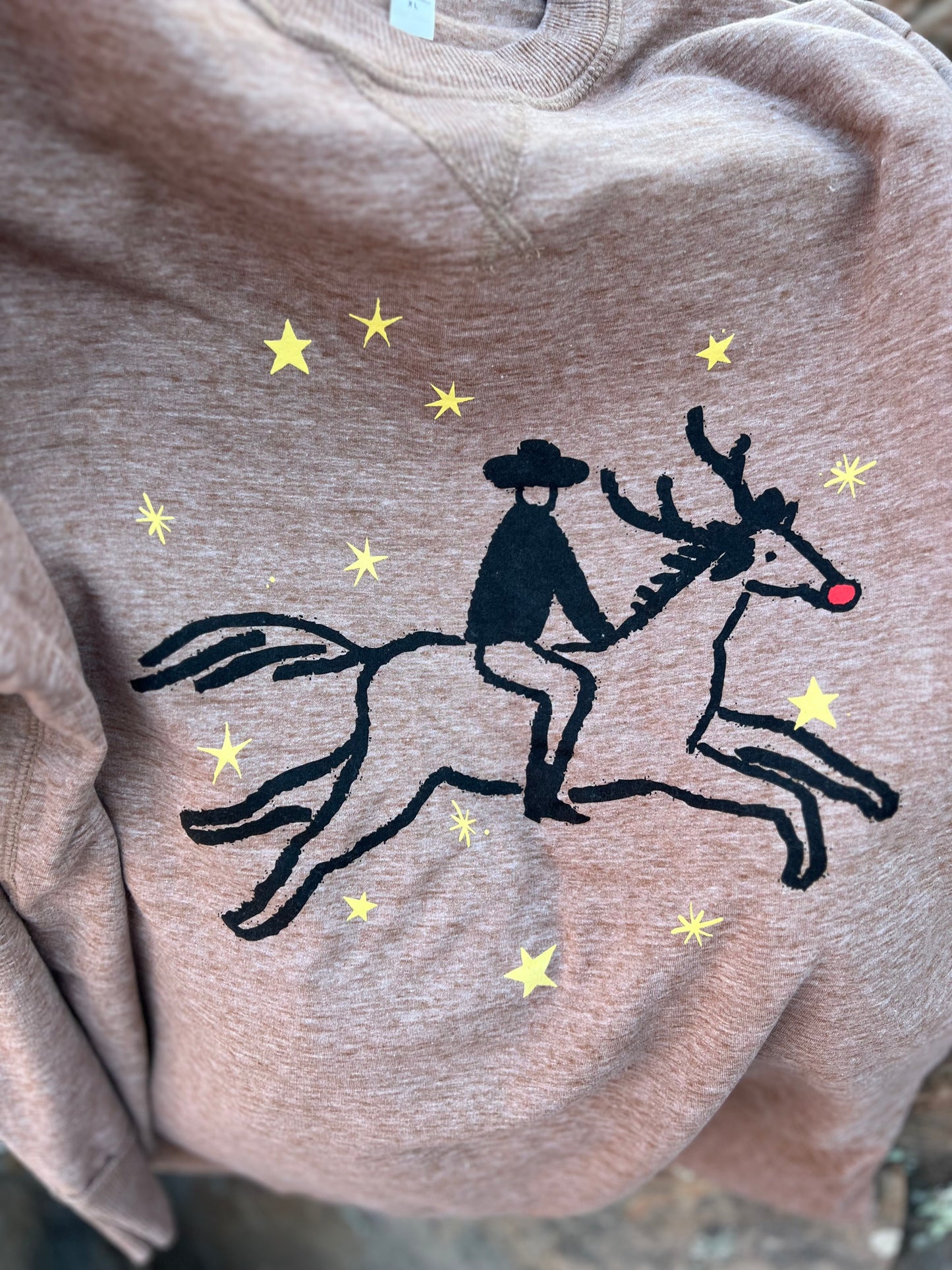 Cowboy Claus Soft Coffee Crewneck Top