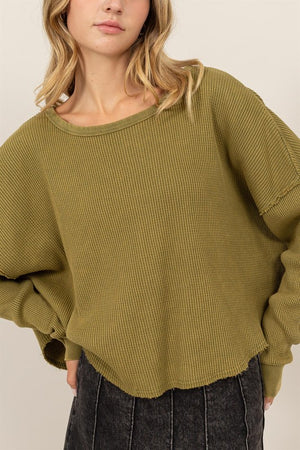 Relaxed Waffle Knit Top