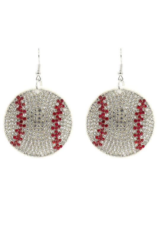 Crystal Puff Baseball Earrings