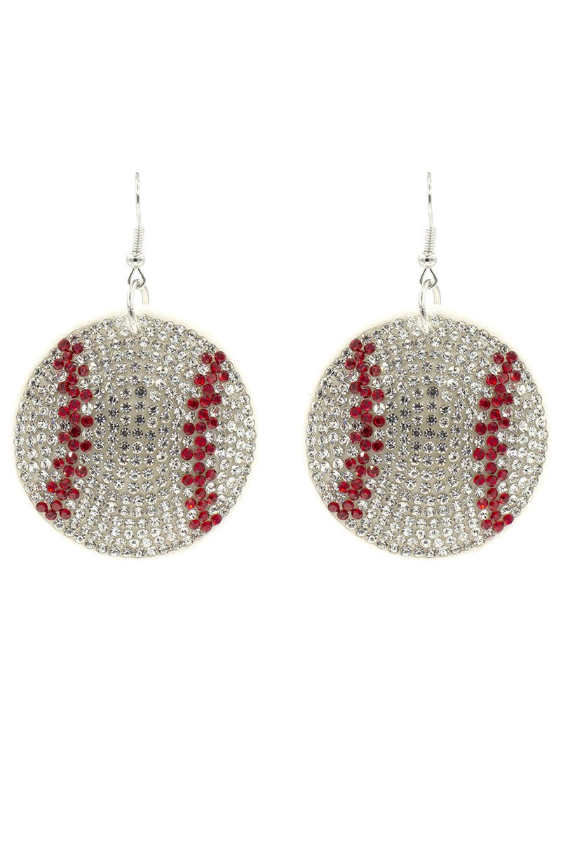 Crystal Puff Baseball Earrings