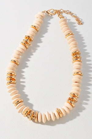 Gold Wood Bead Mix Necklace