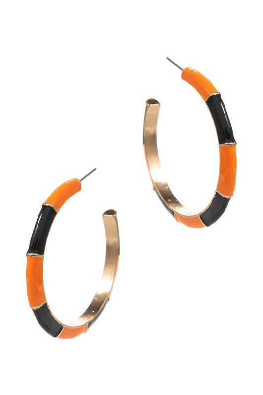 Orange/Black Hoop Earring