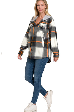 Plaid Fleece Hooded Jacket