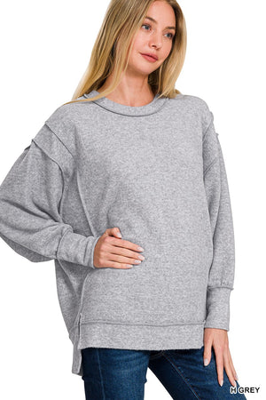 Zenana Brushed Melange Hacci Oversized Sweater