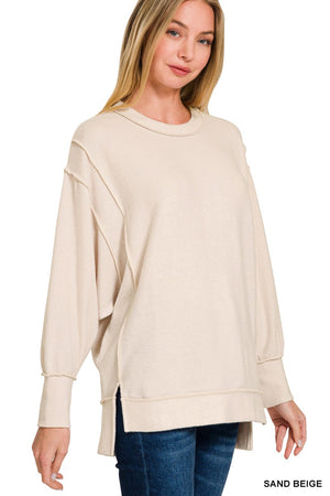 Zenana Brushed Melange Hacci Oversized Sweater