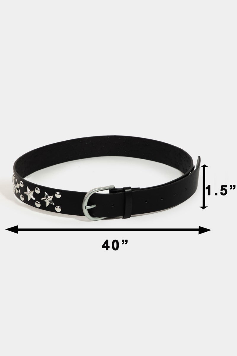 Metallic Stars Faux Leather Belt