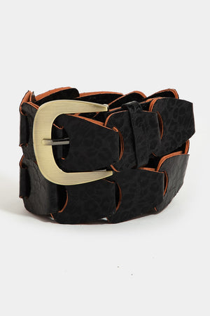 Abstract Faux Leather Chain Belt